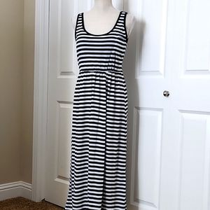 JUST LOVE DESIGNER STRIPE BLACK & WHITE MAXI DRESS